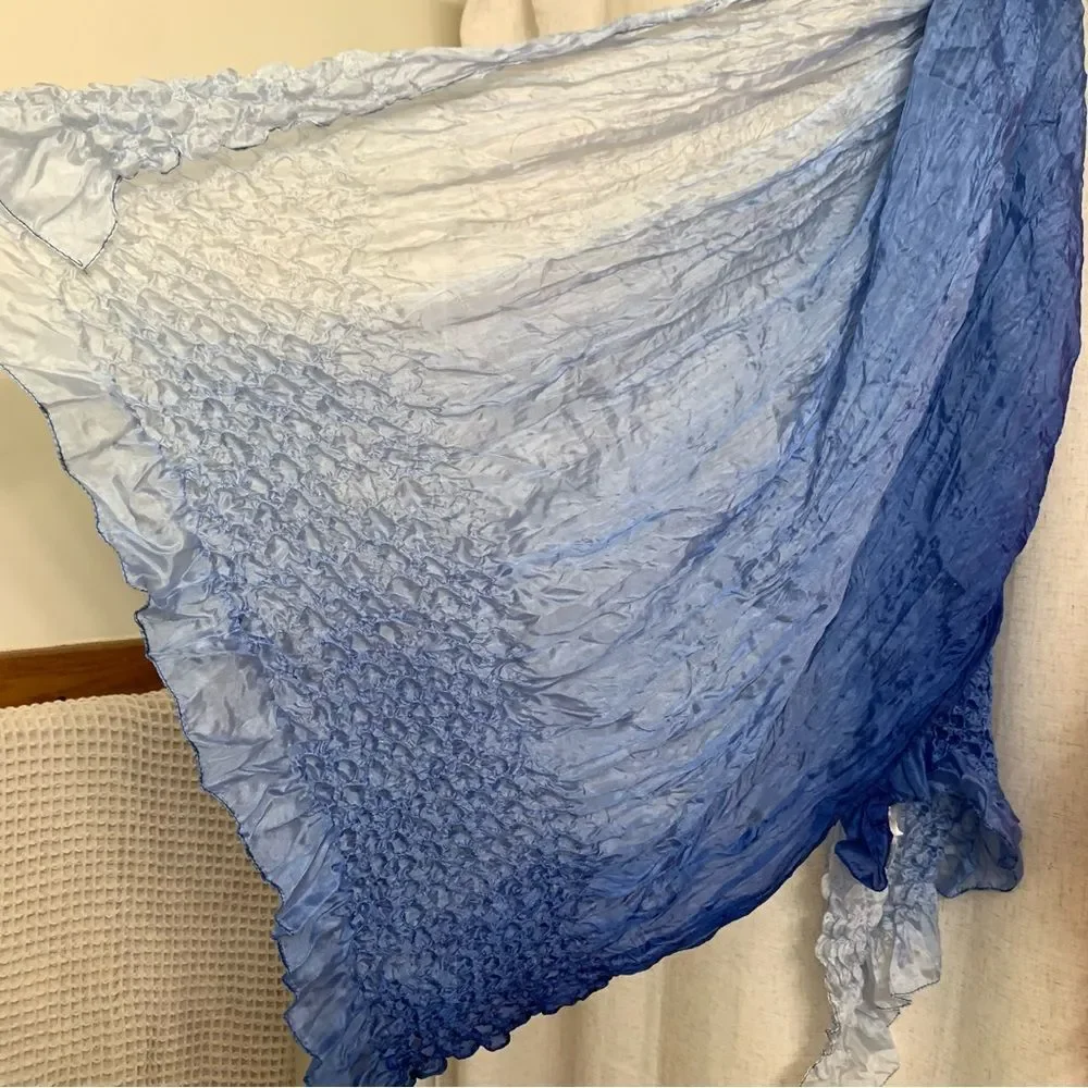 Coldwater Creek 100% Silk Set of 2 Gradient Ombré Bubble Crinkle Scarves